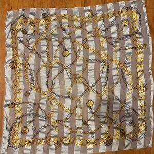 Lasserre Paris Blue / Gray Chain Pattern Silk Scarf